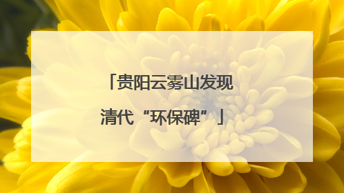 贵阳云雾山发现清代“环保碑”